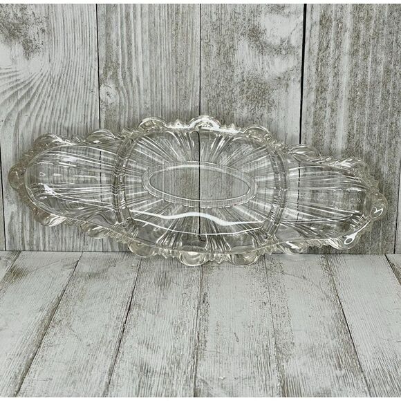 Vintage Pressed Glass Divided Serving Dish - Picture 1 of 6